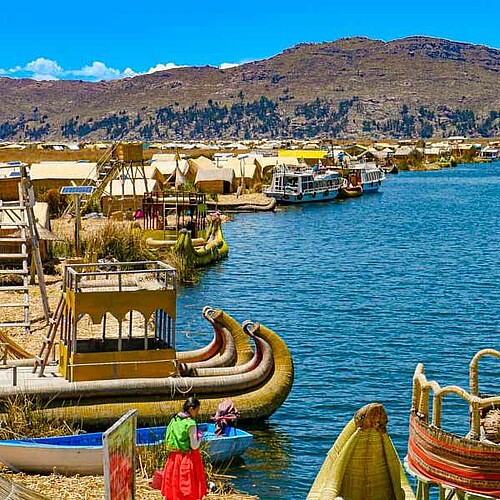 Uros schilfinsel titicaca see peru Reise