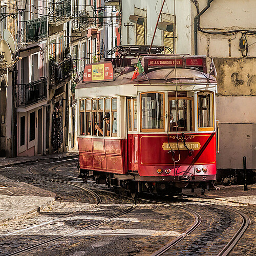 Lissabon Strassenbahn Altstadt Portugal